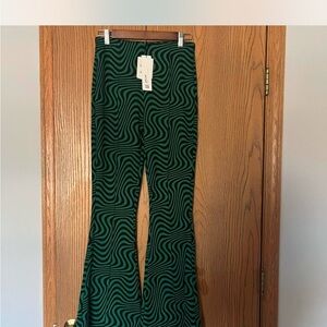 Zara Green and Black Patterned Pants